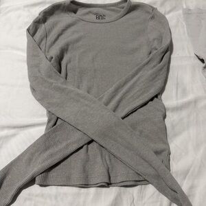 BDG Light Gray Ribbed Top